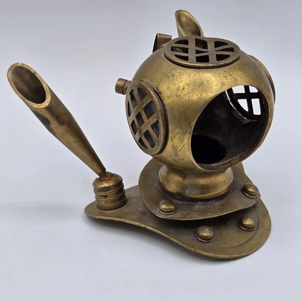 Vintage Brass Diving Helmet Pen Holder Nautical‎ Maritime Scuba Flat Head Screws